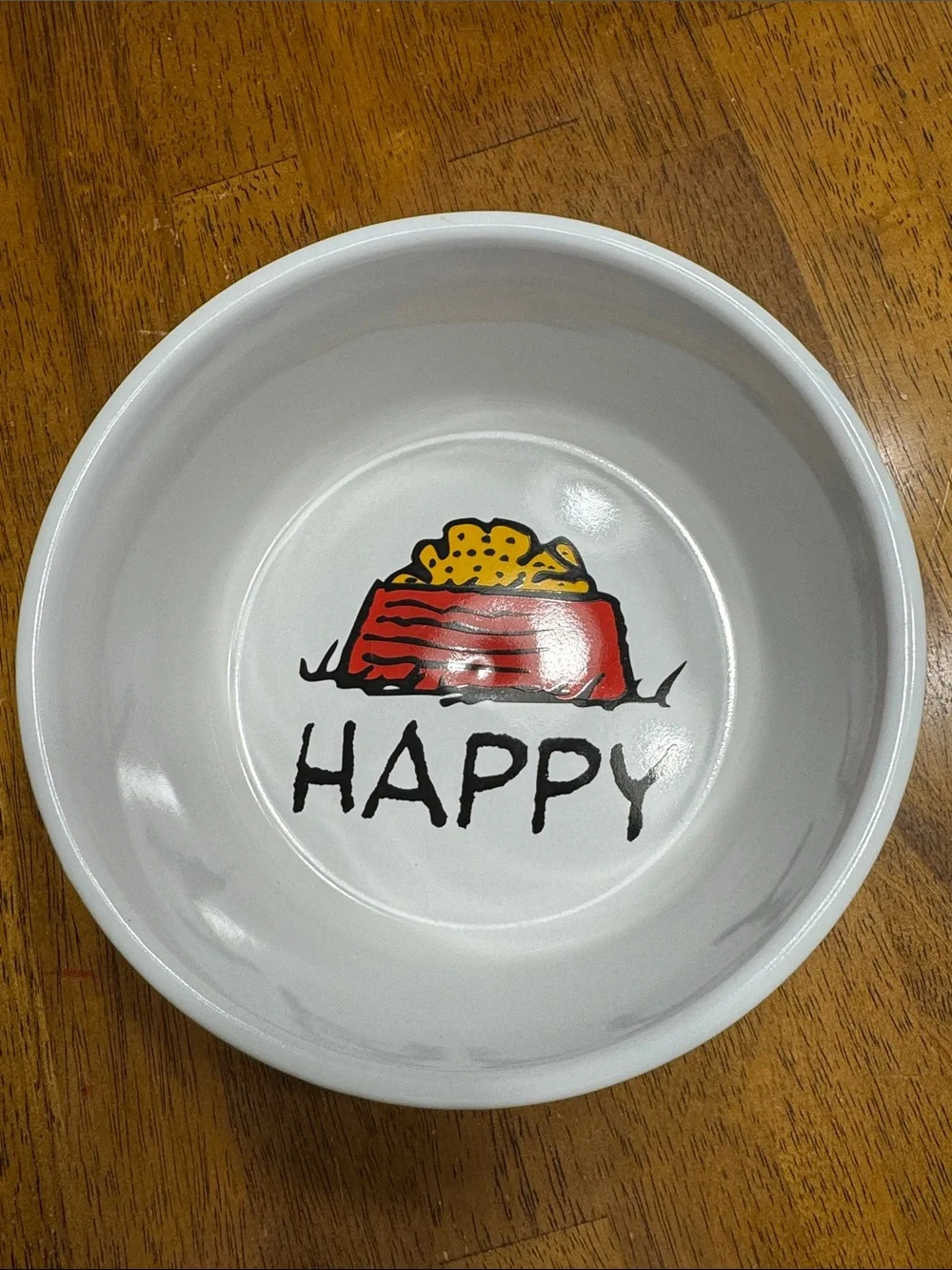 PEANUTS Snoopy HAPPY “ Dogs life” ceramic pet bowl. 7” X 3 1/8”